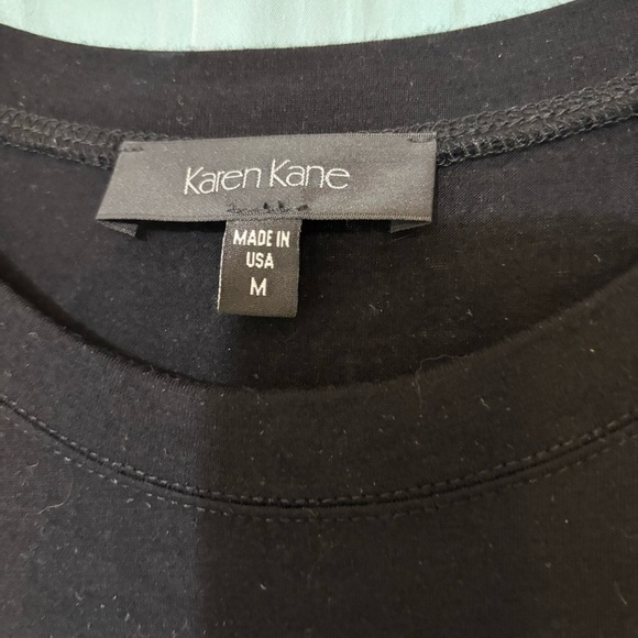 Karen Kane Striped Top Black, White & Turquoise Sz Medium - Picture 2 of 7